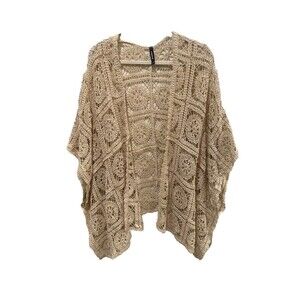 TORRID One Size Beige Crochet Knit Ruana Open Front Swimsuit Coverup